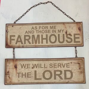 Rustic Metal Farmhouse Wall Sign - Cream and Brown